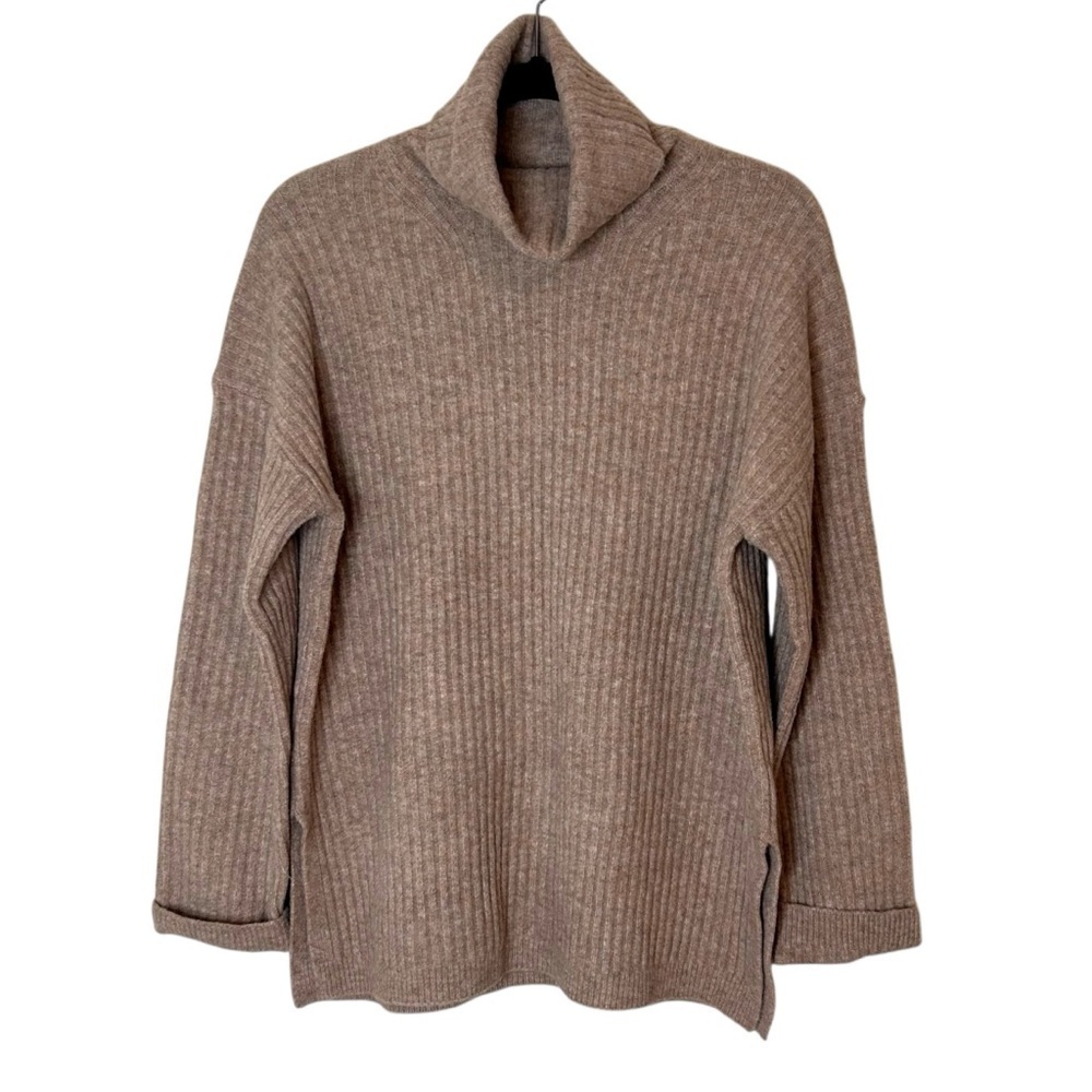 Oak + Fort Heathered Pine Ribbed Turtleneck Sweater- Size XS